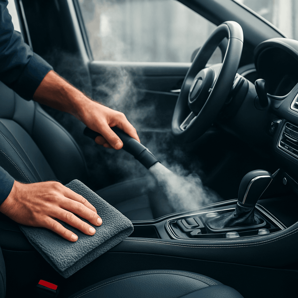 Car interior detailing in Dubai - deep cleaning and steam wash
