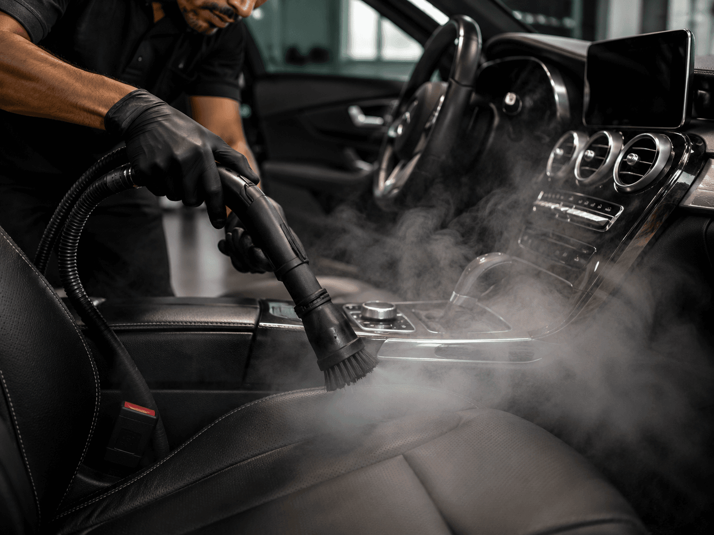 Professional car detailing Dubai — trained technician detailing a car by Pure Touch UAE
