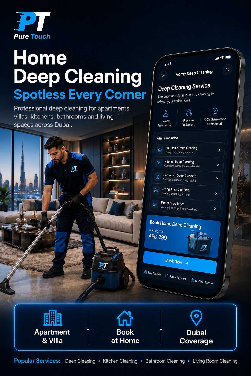 Pure Touch app screen - Services Preview